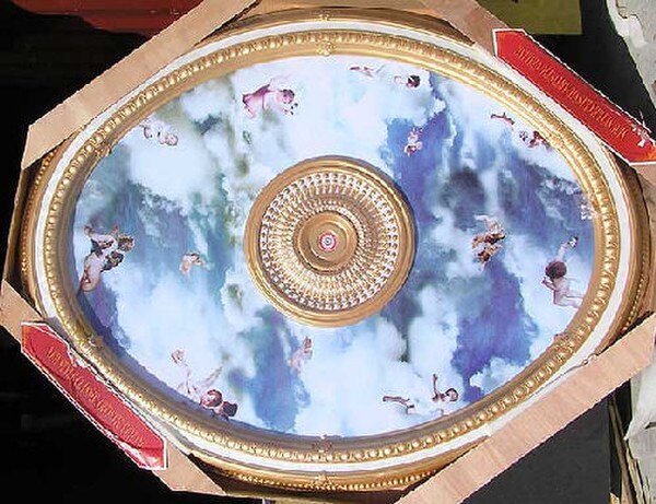 Michelangelo Ceiling Medallion Oval Cherub Sky